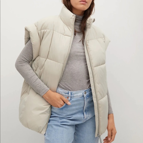 Mango Quilted Zipper Gillet Puffer Vest 